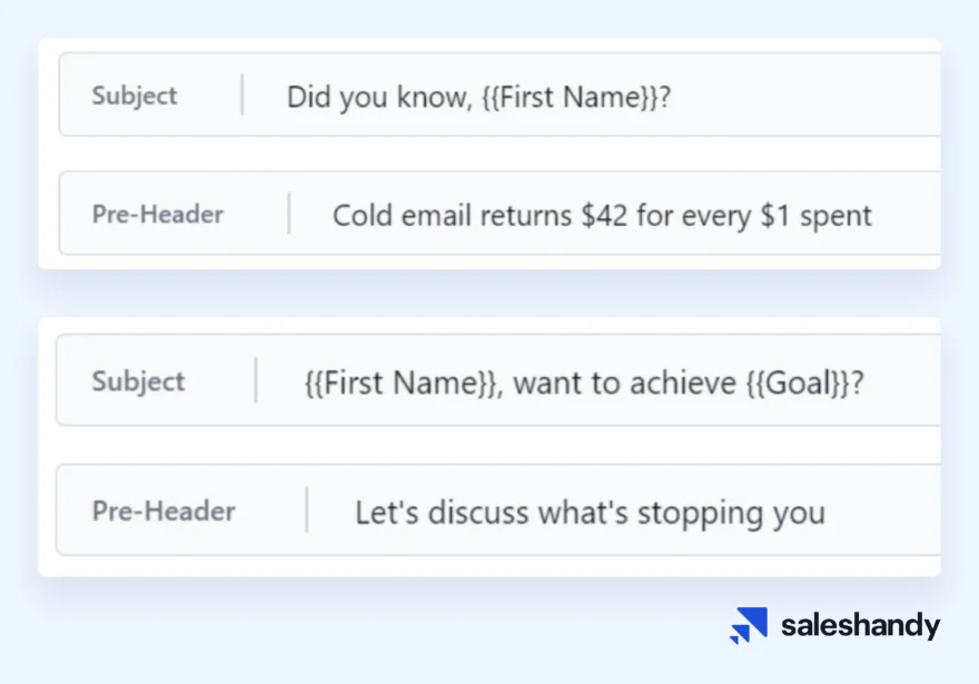preheader text cold email