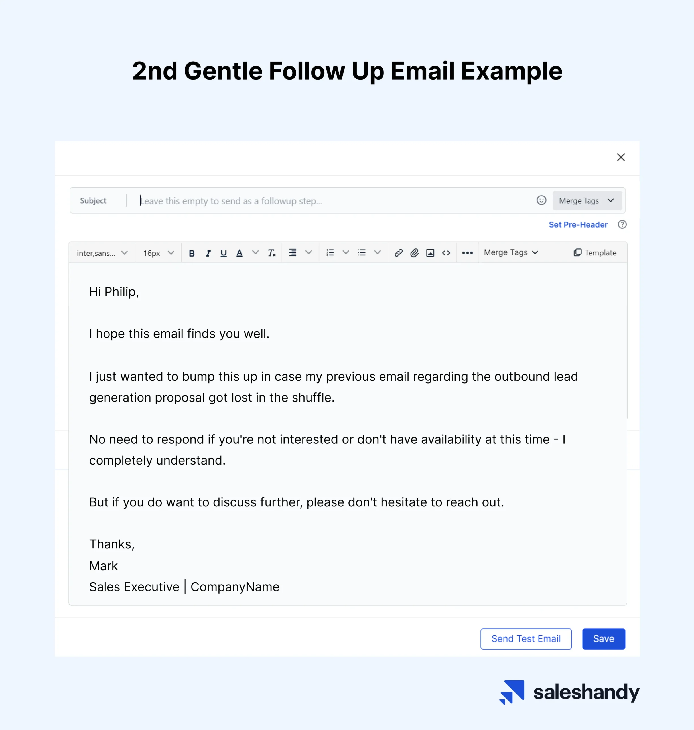 2nd Gentle Follow Up Email Example