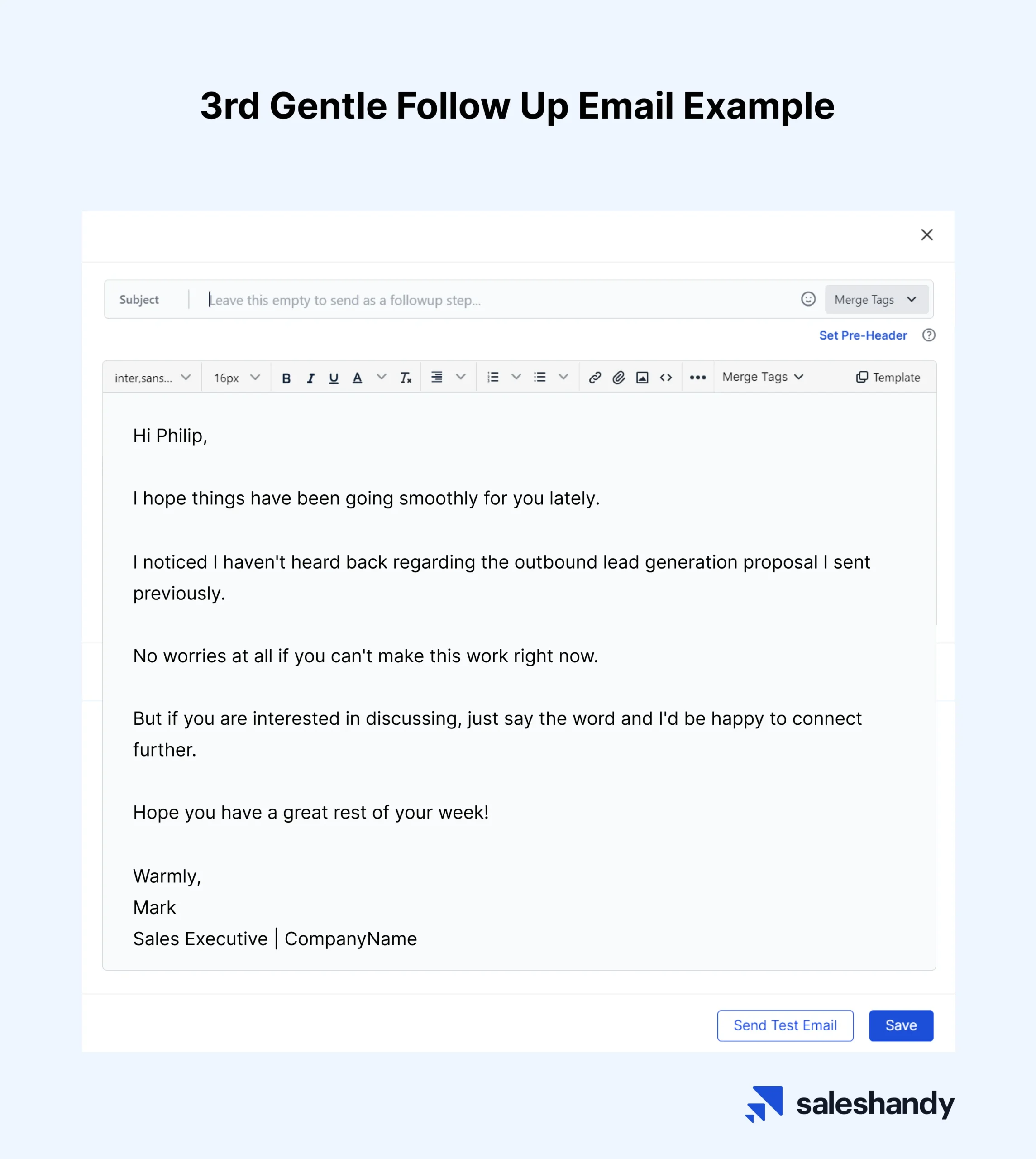 3rd Gentle Follow Up Email Example